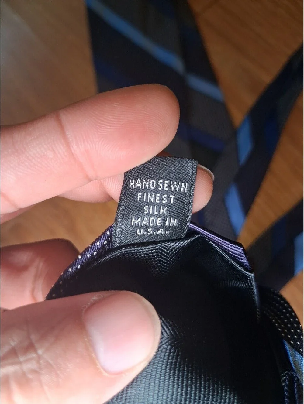 Robert Talbott Carmel Silk Tie Navy Striped Handmade in USA